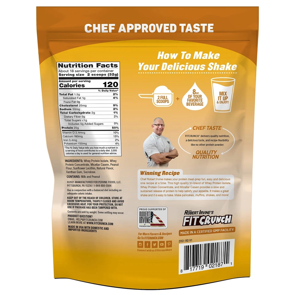 Proteína de suero FITCRUNCH Tri-Blend, apta para cetogénicos, baja en calorías, alta, gluten Foto 3 de 4