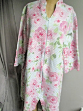 Ladies MISS ELAINE Quilted Robe Lounger PINK BLUE GREEN FLORAL XL