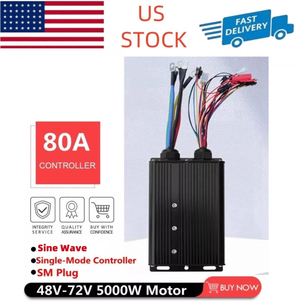 E-Bike Controller 48-72V 80A 5000W Sine Wave Controller