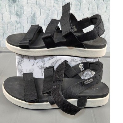 Keen Elle Backstrap Sandals Womens 9.5 Black White Strappy Sporty 1026138