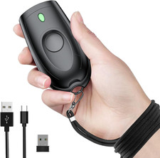Mini Wireless Barcode Scanner, Barcode Scanner Bluetooth Wireless 2.4Ghz and USB