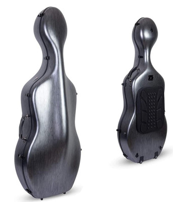 Crossrock Poly Carbon Cello Case for 4/4 Size, Matte Black Finish, Wheels