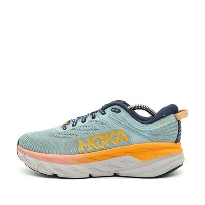 Hoka One Damen Bondi 7 Schuhe Blau/Orange Mesh Niedrig Extra Laufschuh EU 38 2/3