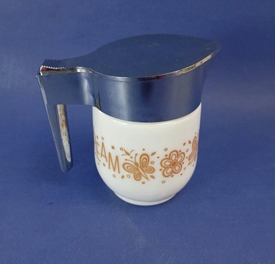 Vintage Butterfly Gold Gemco Milk Glass Creamer Made In The U.S.A.