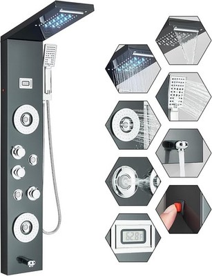 Luxury Multi-Function Shower Panel with Rainfall, Body Sprays & Adjustable