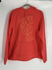 Nike Dri fit womens pull over hoodie size XL orange JUST DO IT finger holes