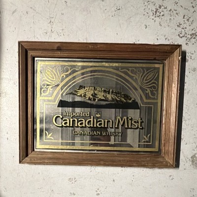 Canadian Mist Imported Canadian Whisky Framed Advertising Sign Brown Gold Black