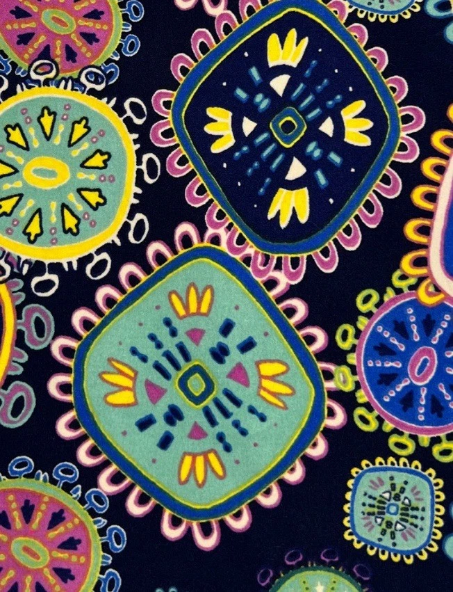 Leggings LuLaRoe TC2 Alto Curvilíneo 2 AZUL Colorido Moderno COPO DE NIEVE Flor VIRUS Foto 2 de 4