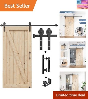 6FT Sliding Barn Door Hardware Track Kit & Handle,Big Industrial Spoke Wheel ...