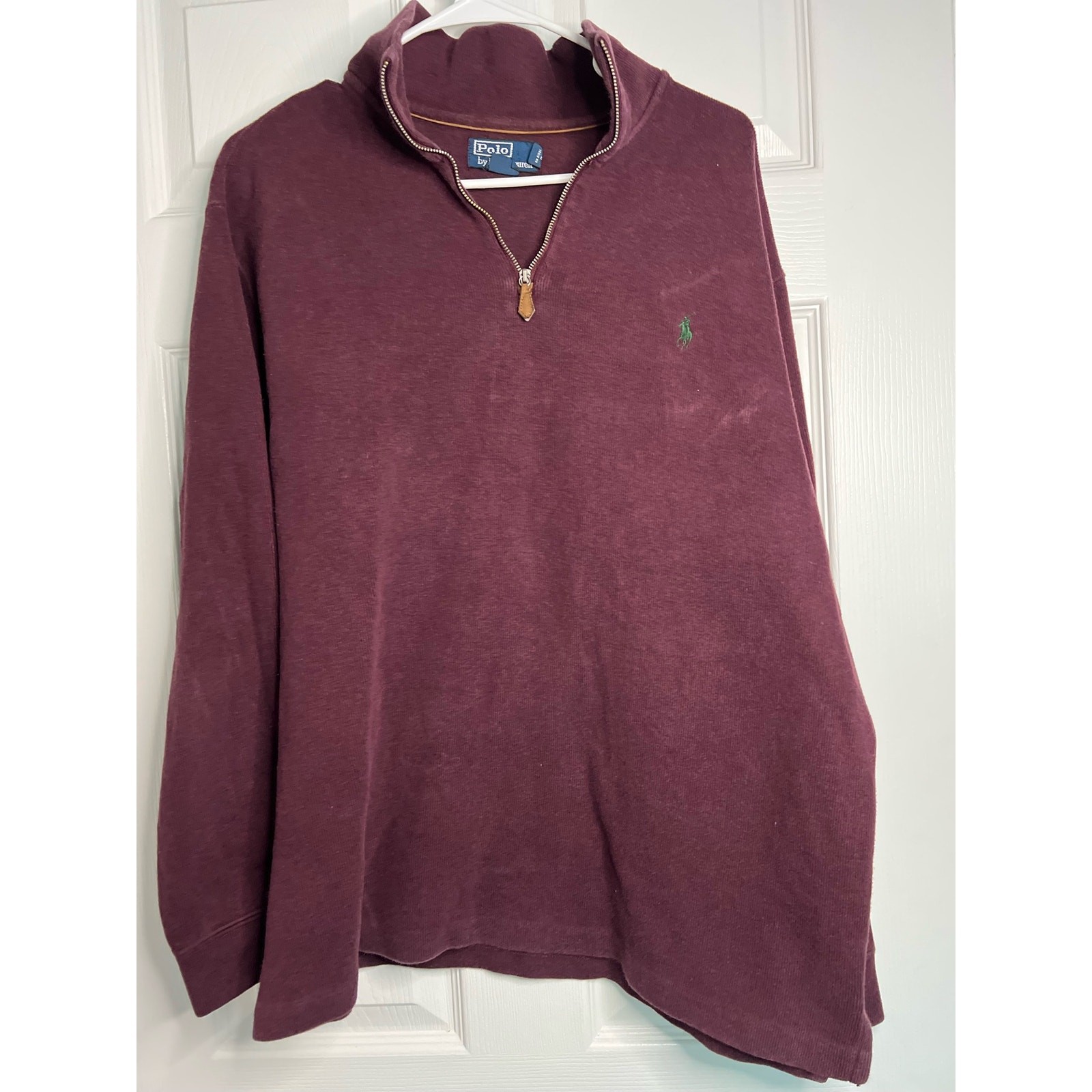 Polo By Ralph Lauren Pony Burgundy maglione felpa quarto di zip uomo taglia: XL