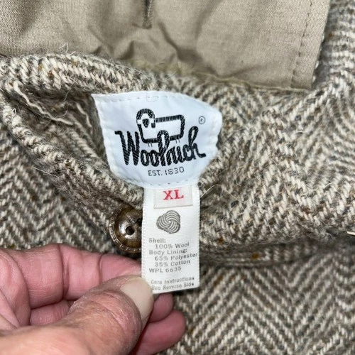 VTG 80’s Woolrich Herringbone Tweed Wool Jacket Reversible Canvas Shacket XL USA image 10