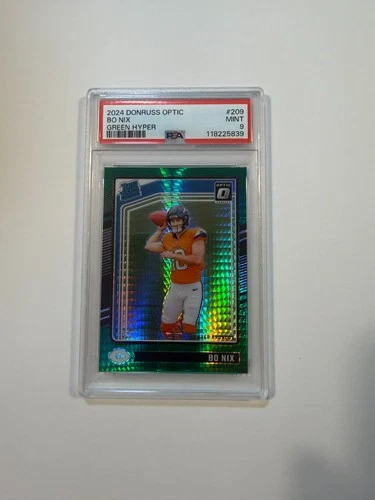 2024 Panini Donruss Optic Bo Nix Green Hyper Rated Rookie Card RC #209 PSA 9