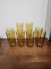 VINTAGE ANCHOR HOCKING AMBER HONEYCOMB TUMBLER SET OF EIGHT