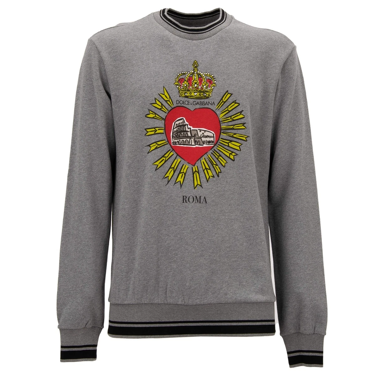 DOLCE GABBANA Logo Crown Heart Sweatshirt Sweater Milano Roma