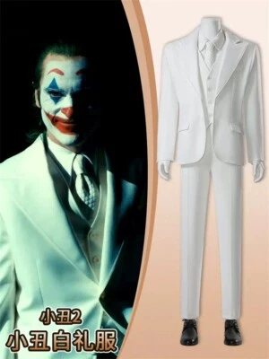 Joker: Folie à Deux The Joker Halloween Costume Outfit Cosplay Men's White Suit - Image 1 of 4