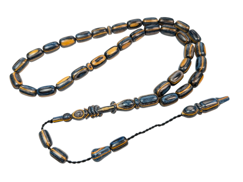 with Defect Turkish Camphor Tree Painted Wood Prayer Beads Defolu Tesbih 256 - Picture 11 of 15