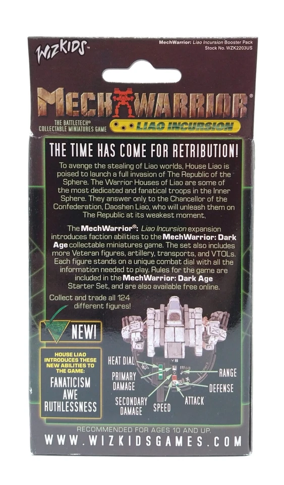 MechWarrior: Liao Incursion Booster Lote - 10 PAQUETES SELLADOS WIZKIDS Foto 4 de 4