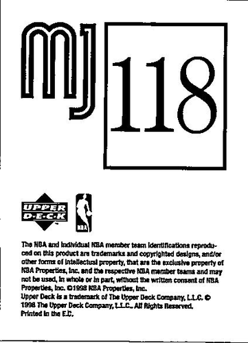 1998 Górny pokład mjx - Michael Jordan #118 - Zdjęcie 2 z 2