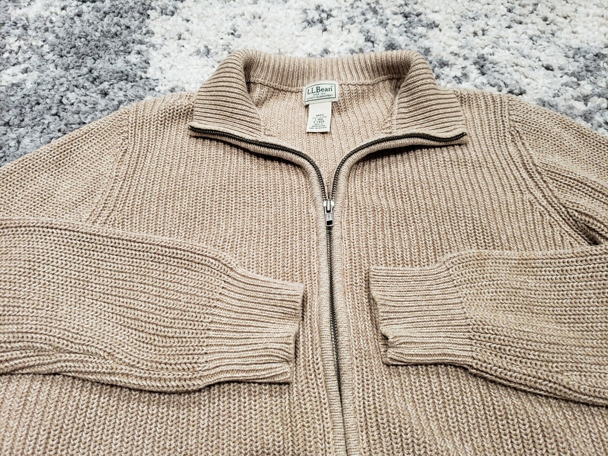 L.L. BEAN Men Full Zip Mock Collar Cardigan Knit Sweater L.L. BEAN Men Full Zip Mock Collar Cardigan Knit Sweater