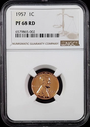 1957 Proof Lincoln Cent certified PF 68 RD by NGC!  sku 65002