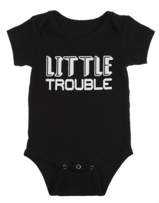 Ganz E8 Baby Boy 0-6 mo Bodysuit One-Piece Diaper Shirt Little Trouble ER54134