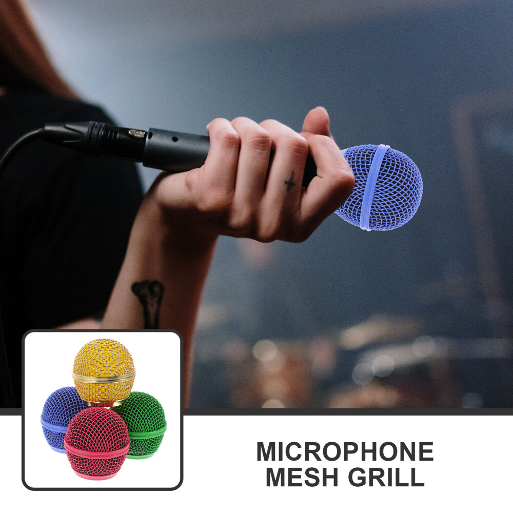 4 Pcs Cordless Mic Parts Cover Microphone Grille Replacement Head