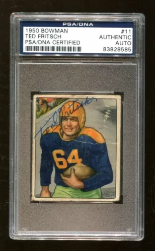Ted Fritsch Signed 1950 Bowman #11 Autographed Packers PSA/DNA *8585