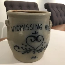 Maple City Pottery Small Crock Salt Glazed Stoneware Wyomissing Hills PA 1989