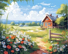 Beautiful Countryside Fields Printed Needlepoint Canvas - Serene Rural Elegance