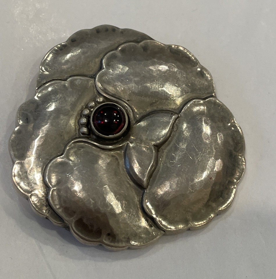Jensen 113 Pansy Sterling Silver Floral Carnelian Brooch eBay