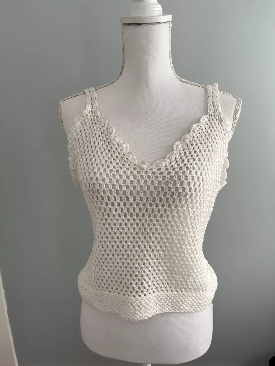 MII Vest Top Raj White Crochet Top Tank Size S Small