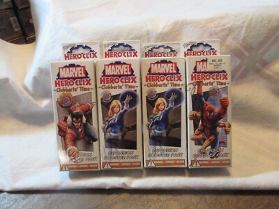 Marvel Hero Clix Clobberin' Time Expansion Booster Packs, 4 Sealed 3 Opened