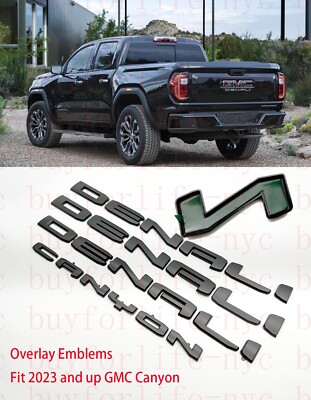 Matte Black Overlay Emblem Kit  Fit 2023 2024 GMC Canyon Denali Door Tailgate