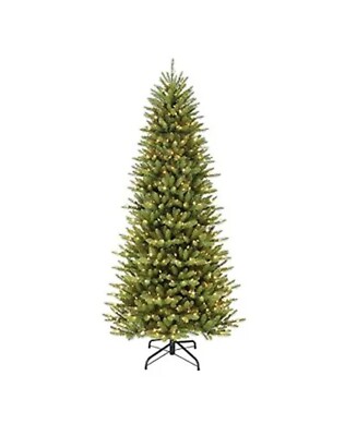 Puleo International 4.5 Foot Pre-Lit Slim Fraser Fir Artificial Christmas Tre...