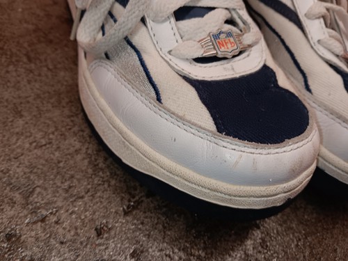 VINTAGE REEBOK NFL WHITE BLUE SIZE 7.5 MEN'S DALLAS COWBOYS FOOTBALL SHOES - Picture 7 of 12
