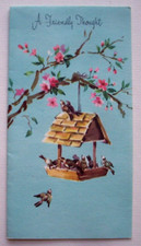 UNUSED birds at feeder Friendship Vintage greeting card *CC5