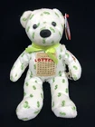 Vintage 1999 Lucky Bear Lottery 9" Beanie w/  Ticket Clip Tag Dollar Signs
