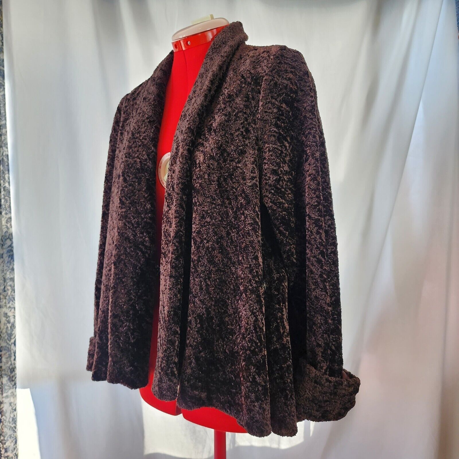 CONNECTED Brown Fluffy Winter Open Jacket Blazer … - image 2