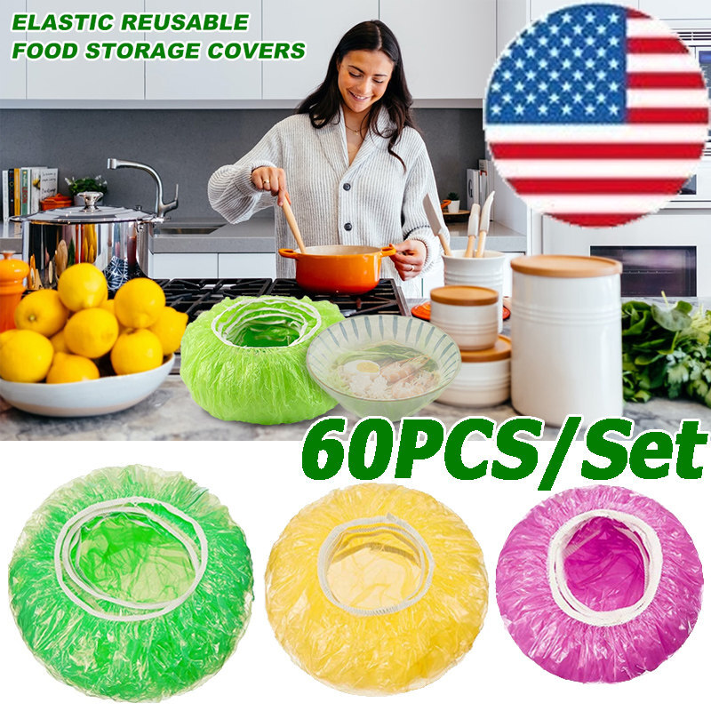 Elastic Food Storage Covers Reusable Stretch Plastic Wrap Bowl Covers