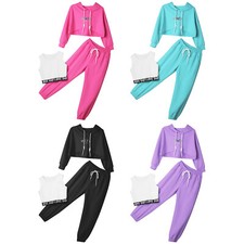 Kids Girls Suit Hip Hop Set Hooded Outfits Sweatshirt Outwear Street Sportswear