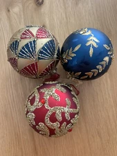 4” Frontgate Glass Christmas Ornaments