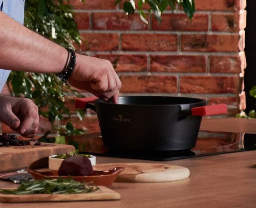 JUEGO DE OLLAS ZWIEGER OBSIDIAN 8 PIEZAS UTENSILIOS DE COCINA FUNDIDOS A PRESIÓN GUISANTES DE ALUMINIO TAPAS OLLA - Imagen 10 de 12