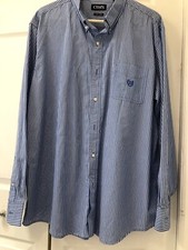 New XXL Men’s Chaps Blue And White Striped Long Sleeve Dress Shirt