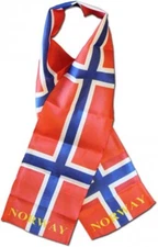 NORWAY FLAG SCARF - LIGHTWEIGHT POLYESTER 8" x 60" - NEW SCARF SHAWL WRAP 