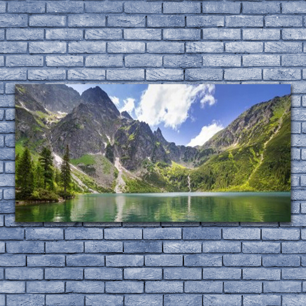 Tableau impression sous verre 140x70 grand format de paysage montagneux sauvage
