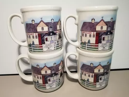 Longerberger Pottery Homestead 12oz Coffee Mugs (4)- New