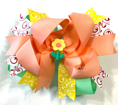Beautiful Yellow Flower inspired hairbow for girls.