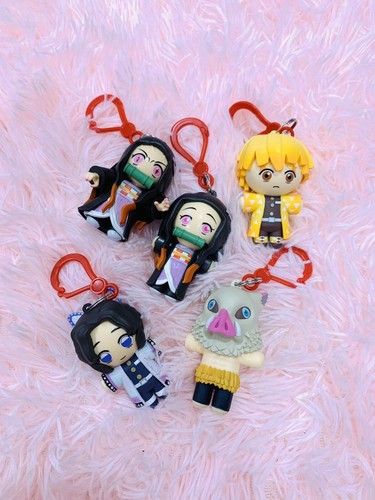 Set Of 5 Demon Slayer 3D Figural Bag Clip Mystery Bags Key Chain Key 