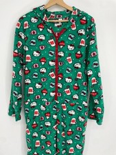 NWOT Hello Kitty Rare Hard to Find Green One Piece Footed Pajamas Size Large