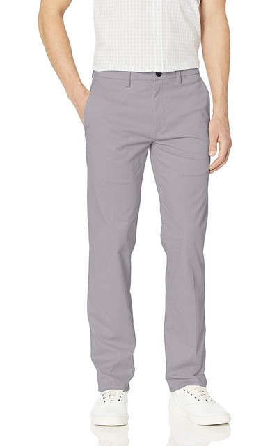 New Haggar Gray Khaki Pants Mens 29 x 32 Slim Fit Cool & Dry Stretch Waist NWT | eBay